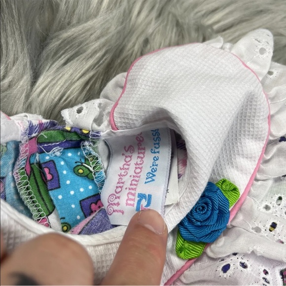 Vintage Martha’s Miniatures Baby Girls Pink Purple Animal Ruffle Dress - Picture 5 of 12